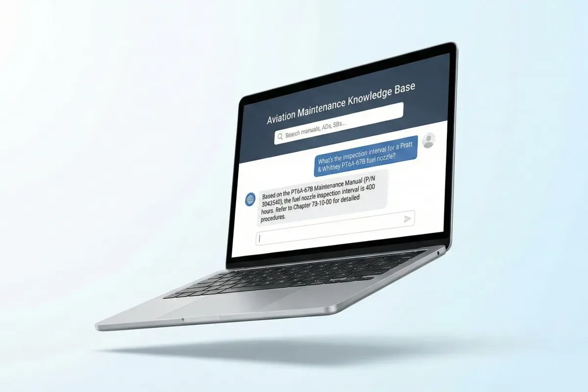 AeroMind search interface showing natural language query